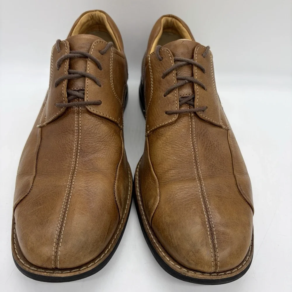 Johnston Murphy Mens 14 Shoes Shuler Bicycle Oxford Tan Sheepskin Lined 20-7223